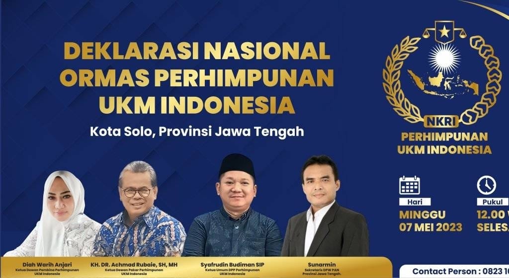 Ormas Perhimpunan UKM Indonesia Akan Deklarasi 7 Mei 2023 di Kota Solo